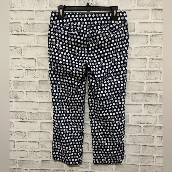 Lilly Pulitzer Palm Beach Fit navy blue with white lemon print cropped pants 2 - Picture 2 of 6
